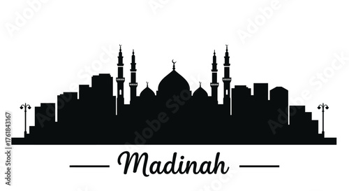 Madinah City Skyline Silhouette with Prophet’s Mosque