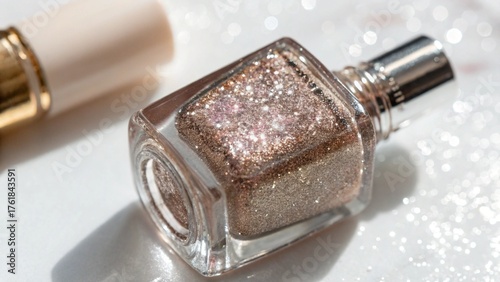 Close-up isolated object of a silver bracelet with silver beads and metal wedding jewelry