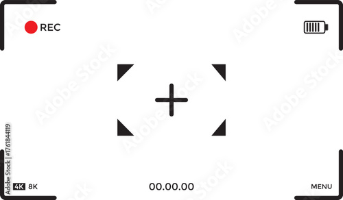 Camera viewfinder screen. video screen. Camera recording screen template for overlay. display full hd format, digital display interface.
