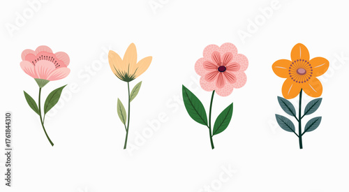 Spring flat flower set collection 4.eps