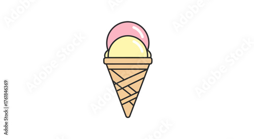 Two scoops of delicious ice cream in a waffle cone.