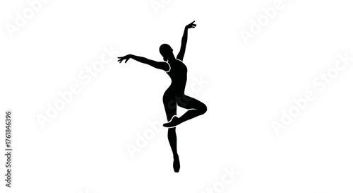Graceful Female Dancer Silhouette in Elegant Ballet Pose.