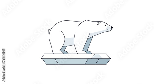 Polar Bear on Ice Floe Illustration.