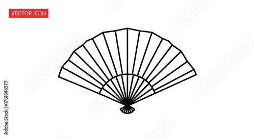 Black and white outline of a traditional folding fan.