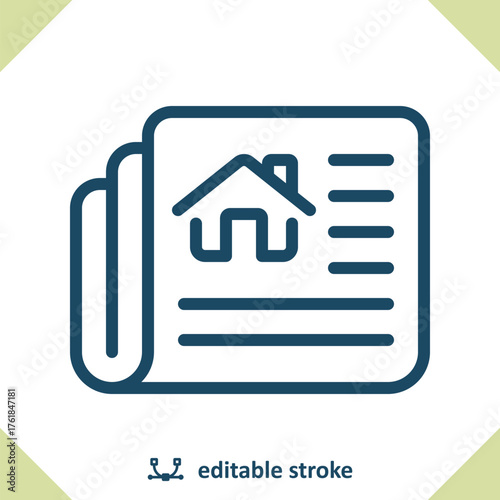 Newspaper Icon. House, Real Estate, News, Ads