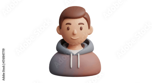 3D Cartoon Character of a Young Person Wearing a Hoodie.