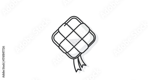 Traditional Ketupat Rice Cake Icon Illustration.