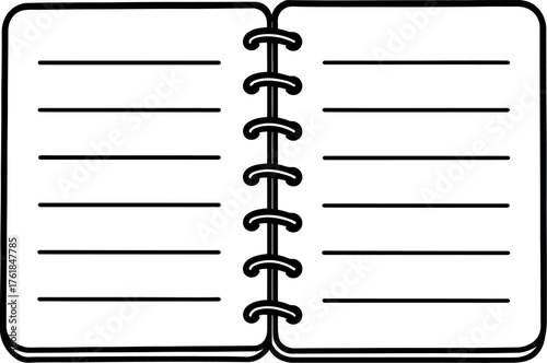 Clean minimalist open notebook spiral bound design for advertisements