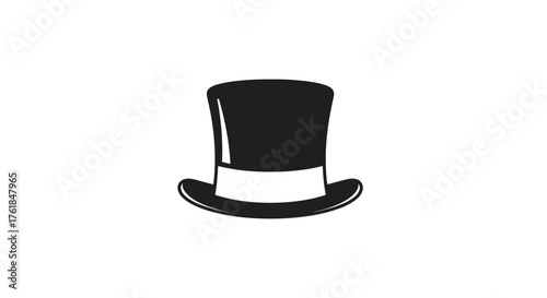 Classic Black Top Hat with White Band.