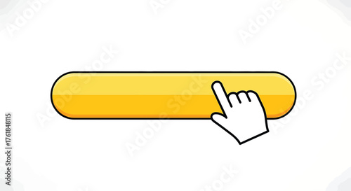 Illustration of a hand cursor clicking or pressing a yellow button