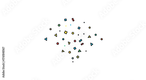 Geometric Shapes Cluster with a Single Yellow Element.