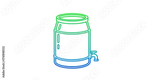 Stylized Outline of a Water Dispenser with Faucet.