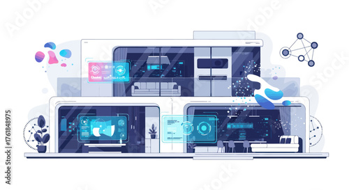 Futuristic 3D Printing Laboratory with Advanced Technology.