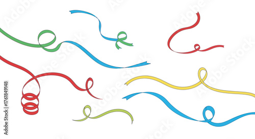 Colorful Curled Party Streamers and Ribbons Decoration.