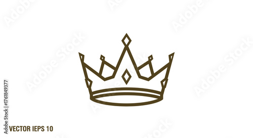 Elegant Minimalist Crown Outline Design with Geometric Details.