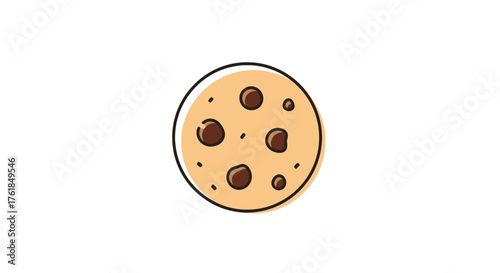 Cartoon Chocolate Chip Cookie Illustration with Dark Chips.