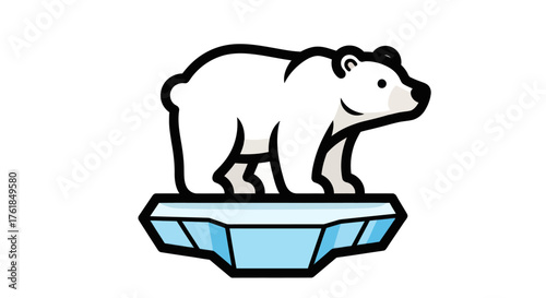 Stylized Polar Bear Standing on an Ice Floe.