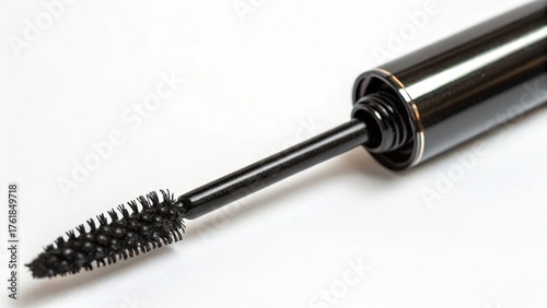A black mascara brush for makeup is an isolated object on a white background