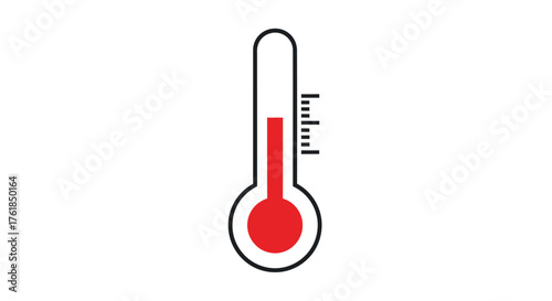 Red Thermometer Indicating High Temperature Medical Equipment Measurement Tool.