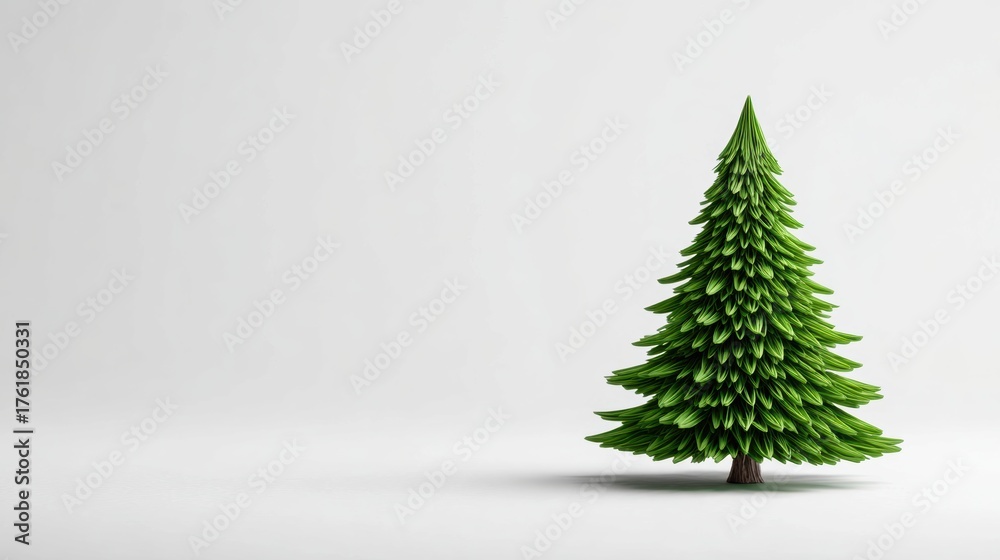 Fototapeta premium A vibrant green Christmas tree isolated on a clean white background
