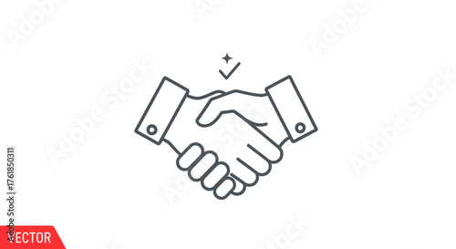 Agreement and Partnership Handshake Icon with Checkmark.
