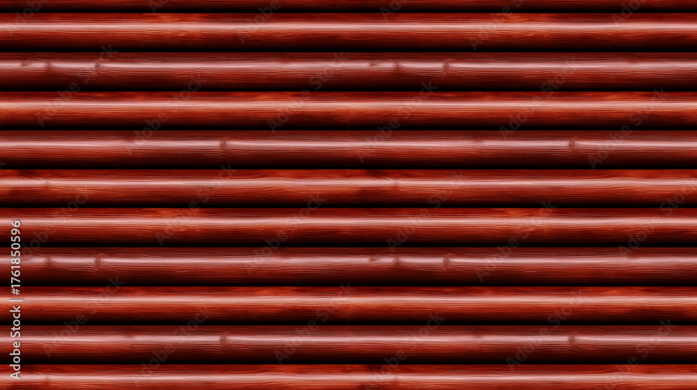 Obraz premium SEAMLESS red log wall background, natural wood texture, rustic log cabin wall.