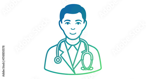 Professional Male Doctor with Stethoscope Icon.