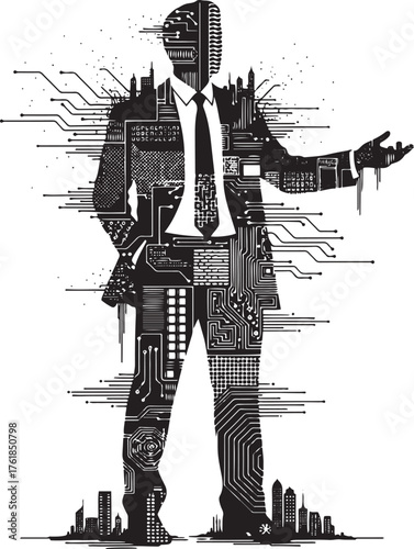 Silhouette of a man in a suit suitable for business or formal occasions