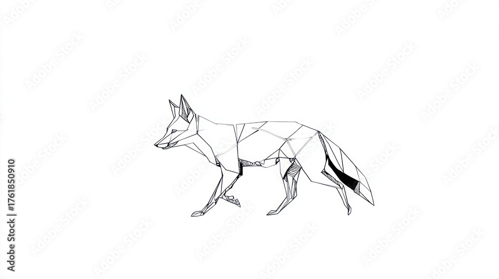 Fototapeta premium Geometric fox outline illustration