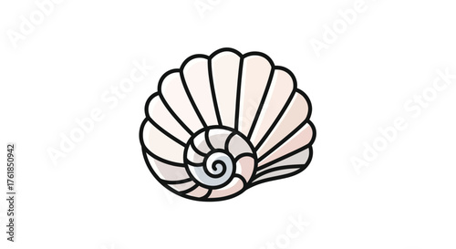 Elegant Spiral Seashell with Radial Ribbing and Pearlescent Sheen.