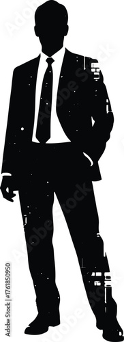 Silhouette of a businessman in a suit walking