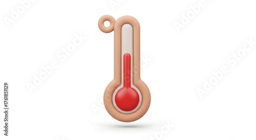 Cartoon Thermometer with Red Liquid Indicating High Temperature.