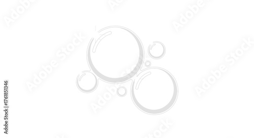 Group of Clear Water Droplets with Subtle Shadows on White Surface.