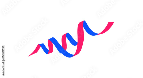 Dynamic Swirling Blue and Pink Decorative Ribbon Streamer.