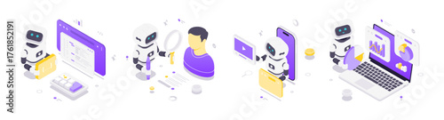 AI Robot for E-learning: Isometric Coding & Data Visualization