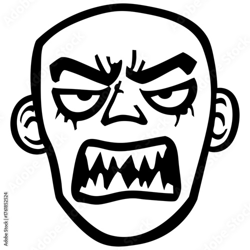 Furious Man Face Illustration