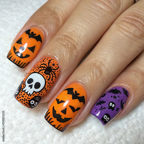 Halloween Nails, scary design, October