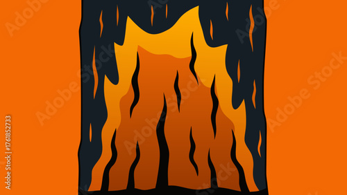 Burnt Tree Bark Close Texture Illustration