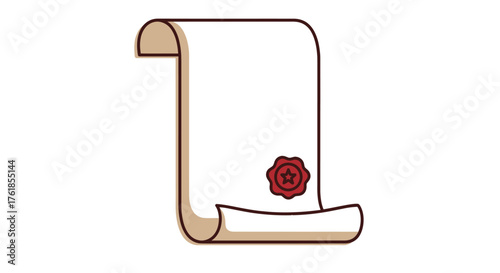 Vintage Scroll with Red Wax Seal Emblem.