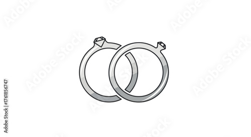 Interlocked Silver Rings Symbolizing Commitment and Union Featuring Small Protrusions.