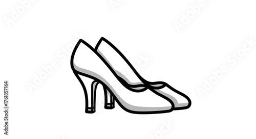 Elegant white high-heeled shoes with a classic design.