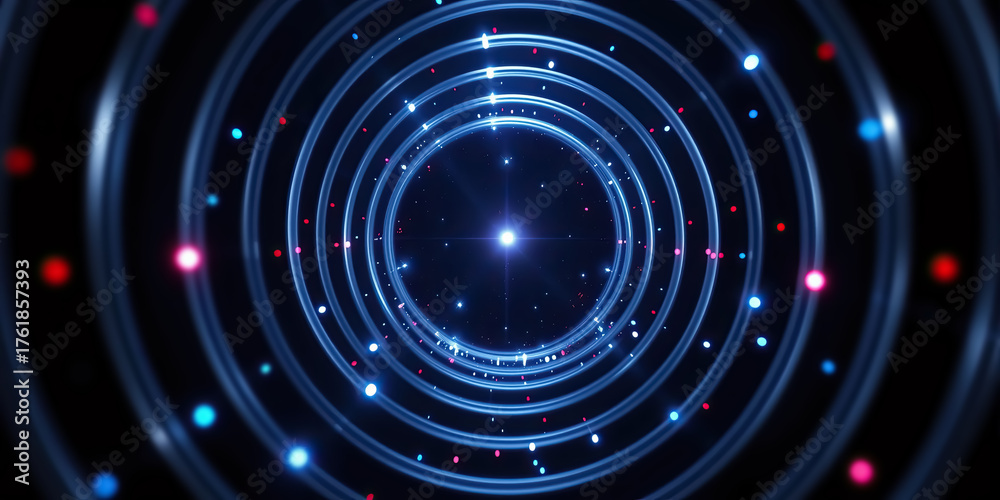 Obraz premium Vibrant glowing tunnel with neon lights modern backdrop for digital projects and futuristic presentations