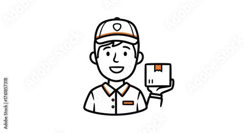 Friendly Delivery Person Holding a Package with a Smile.