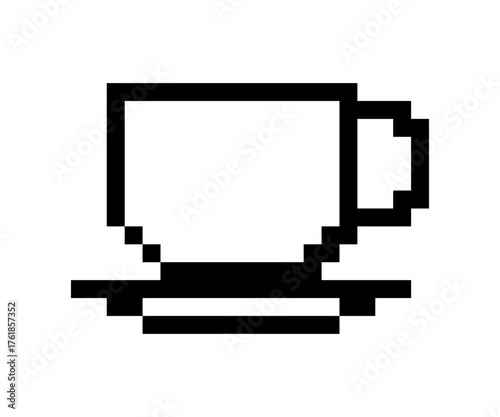 Wallpaper Mural Pixel art coffee cup icon on white background. cartoon retro style. Torontodigital.ca