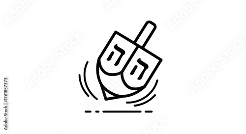 Spinning Dreidel with Hebrew Letters Hanukkah Holiday Icon.