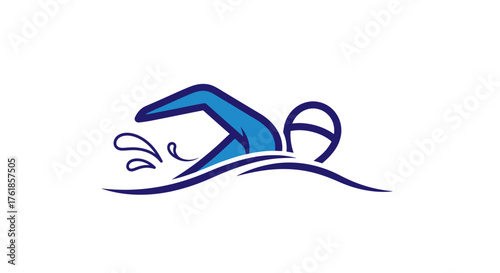 Stylized Silhouette of a Swimmer Performing a Freestyle Stroke.