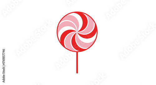 Swirling Pink and Red Lollipop on a Stick.