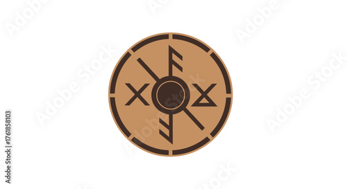 Ancient Viking Rune Compass Shield Symbol.