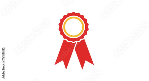 Red Ribbon Award Rosette with Gold and Yellow Center.