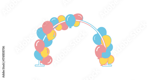 Colorful Festive Balloon Arch Decoration for Celebration Events.